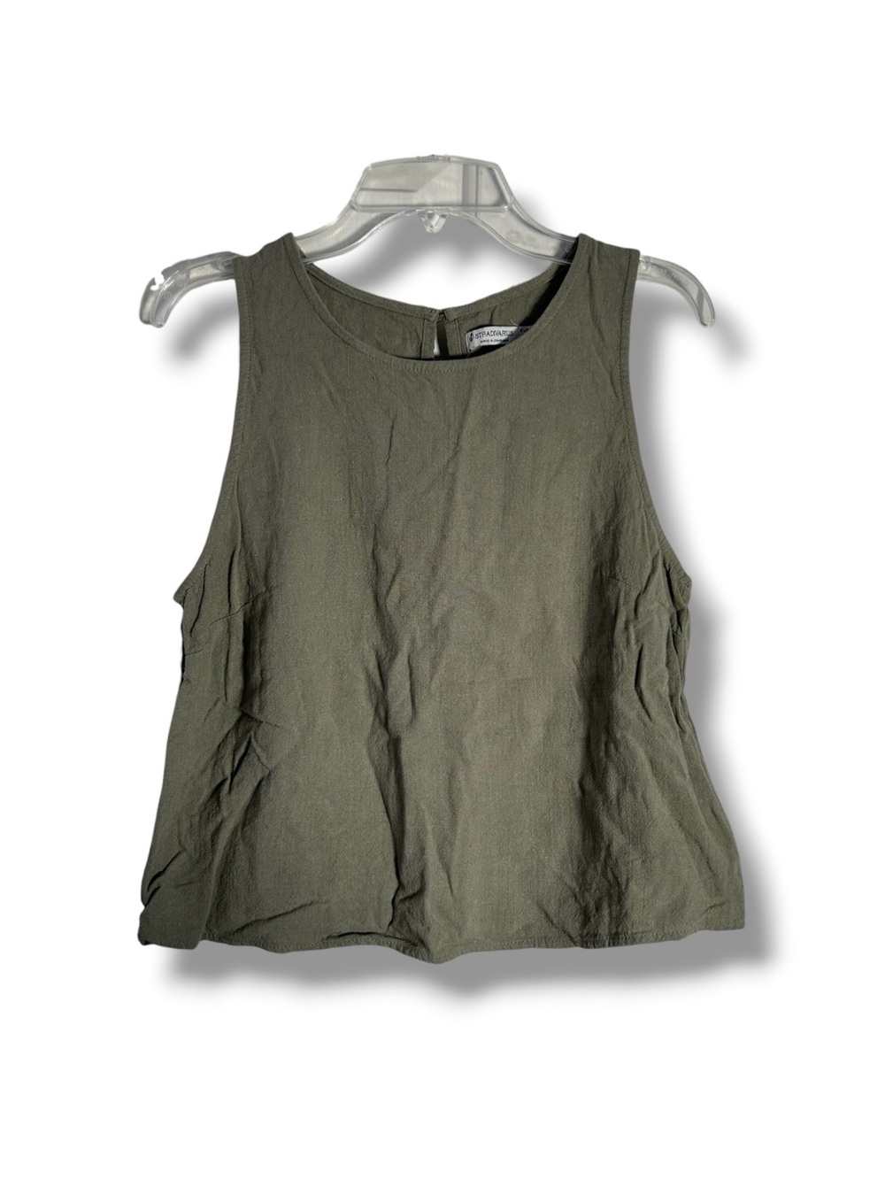 Stradivarius Olive Green Sleeveless Keyhole Back Tank Size Medium - “Isla”